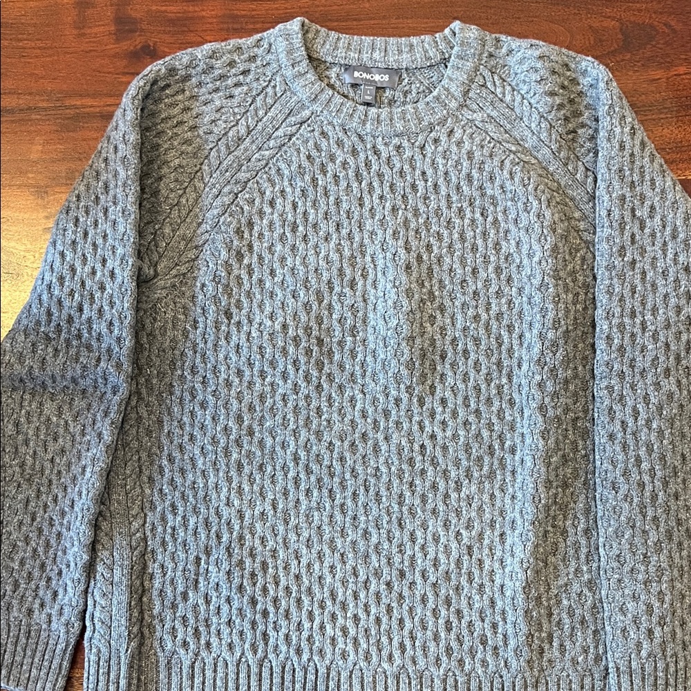Bonobos Men's Heather Gray Cable Crewneck Sweater